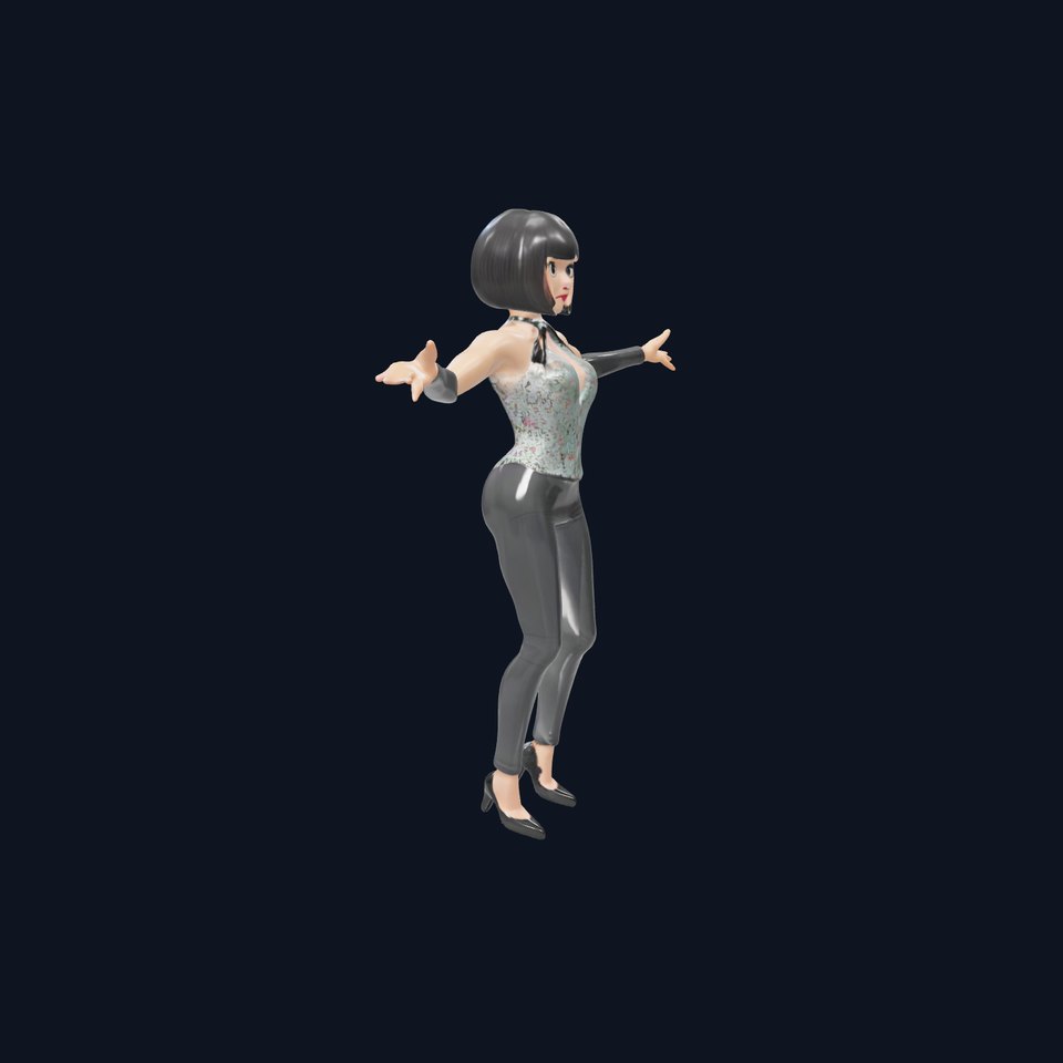 Stylish Female Model with Short Hair  Fully Rigged and Animated
